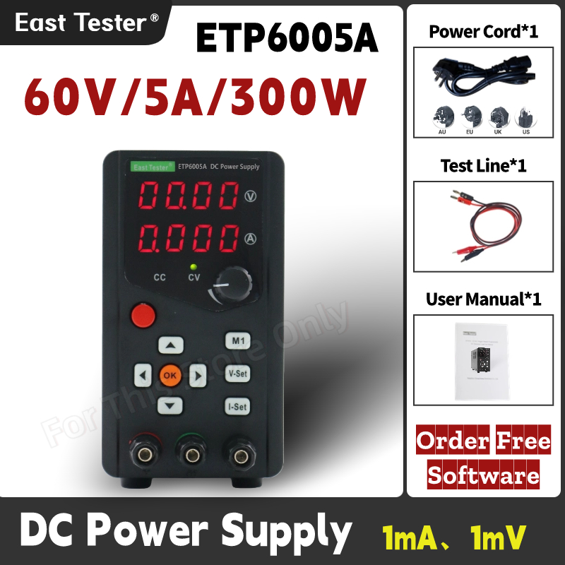 ETP6005A catu daya diatur DC,  - Programmable Dc Power Supply 60V 5A ulasan dan harga